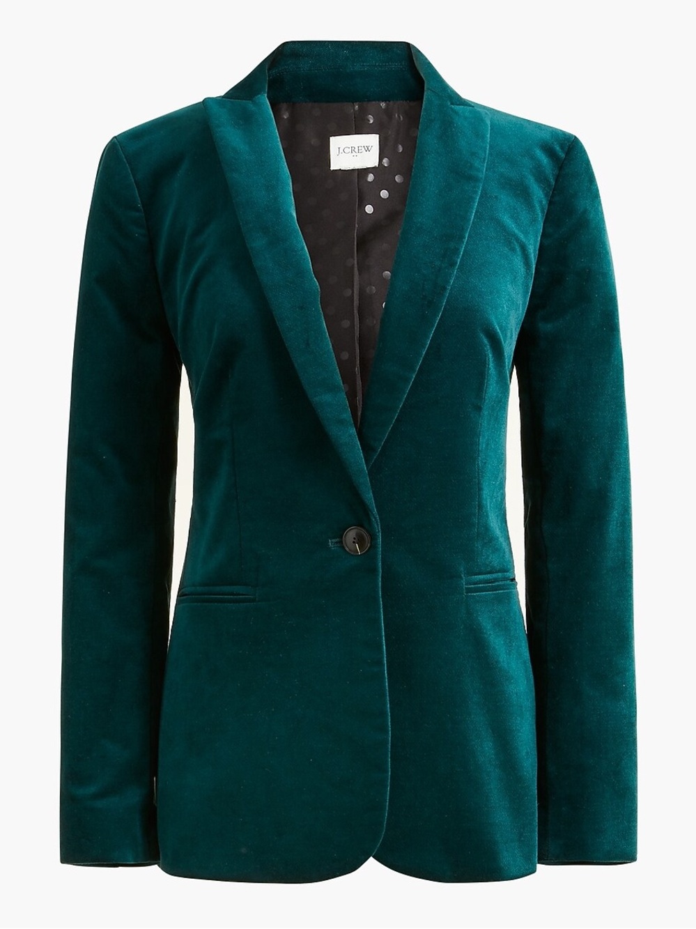 J. Crew Women's Teal Green Velvet Single-Button Blazer